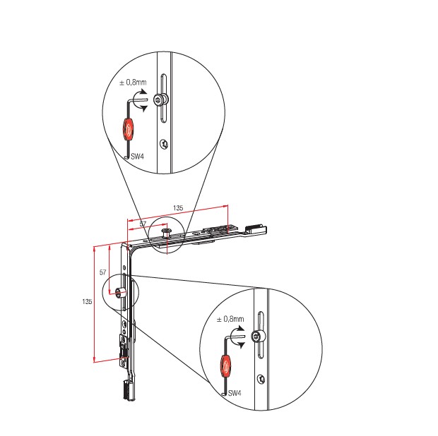 Picture of Tilt & Turn Hardware - Corner Transmissions (Double Pins)